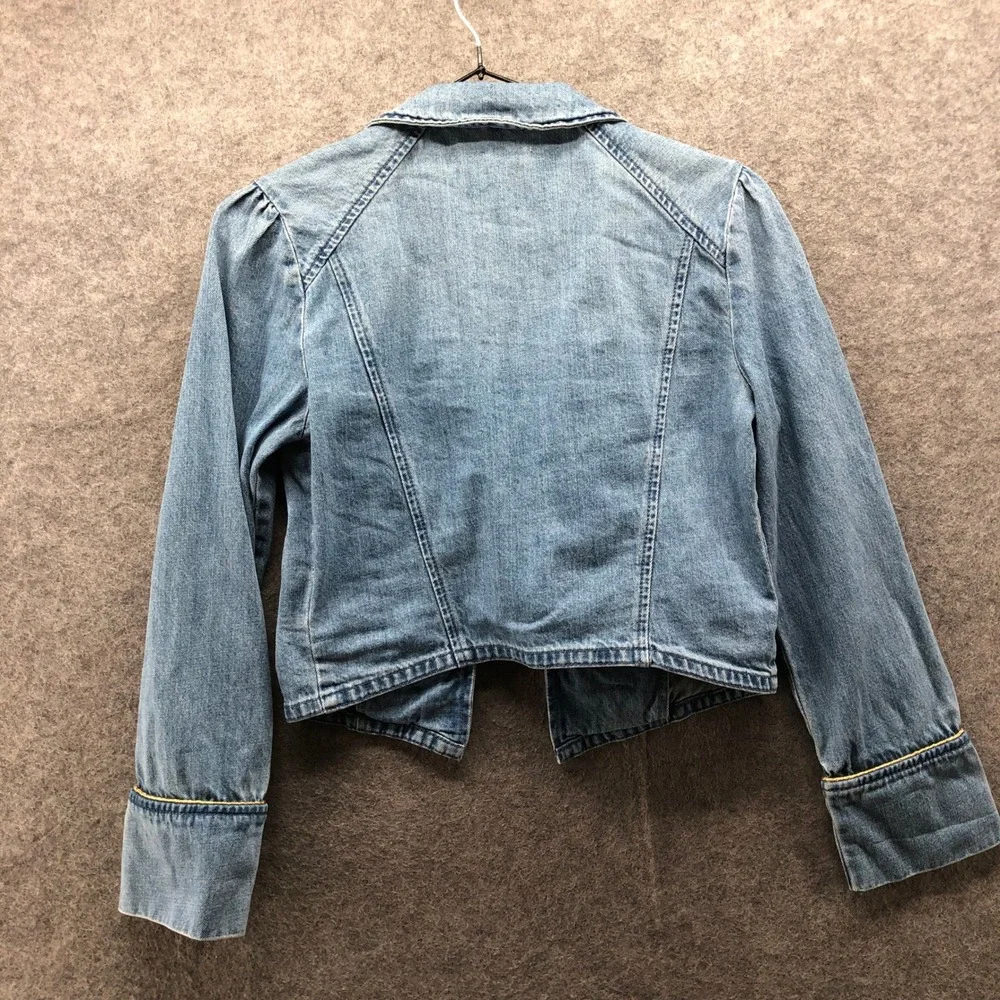 Gap Girls XL (12-13) Denim Band Jacket Double Breasted Open Front Blue‎ Military